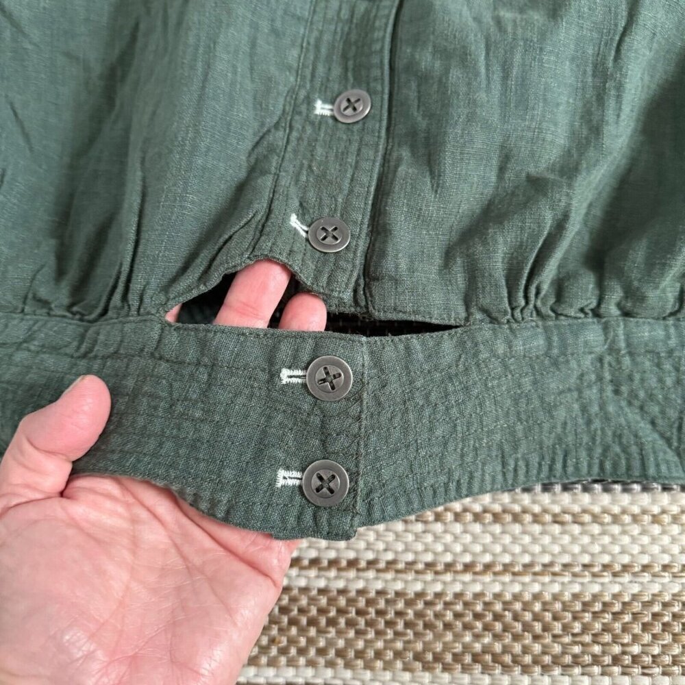 Free People Women's Billy Saddle Jacket Relaxed Cropped Linen Blend Green Small - Picture 11 of 15